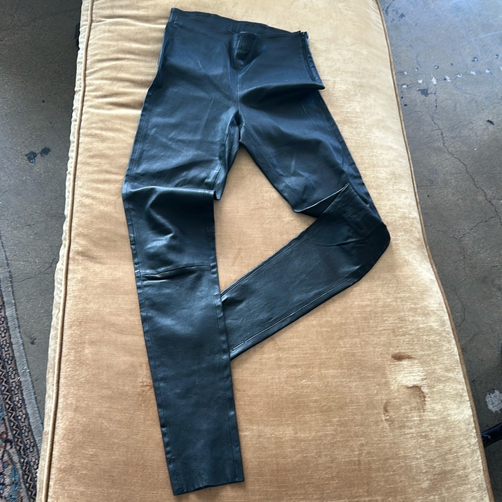 Lamb Leather genuine stretchy pants Leggings Skinny High waist New showroom